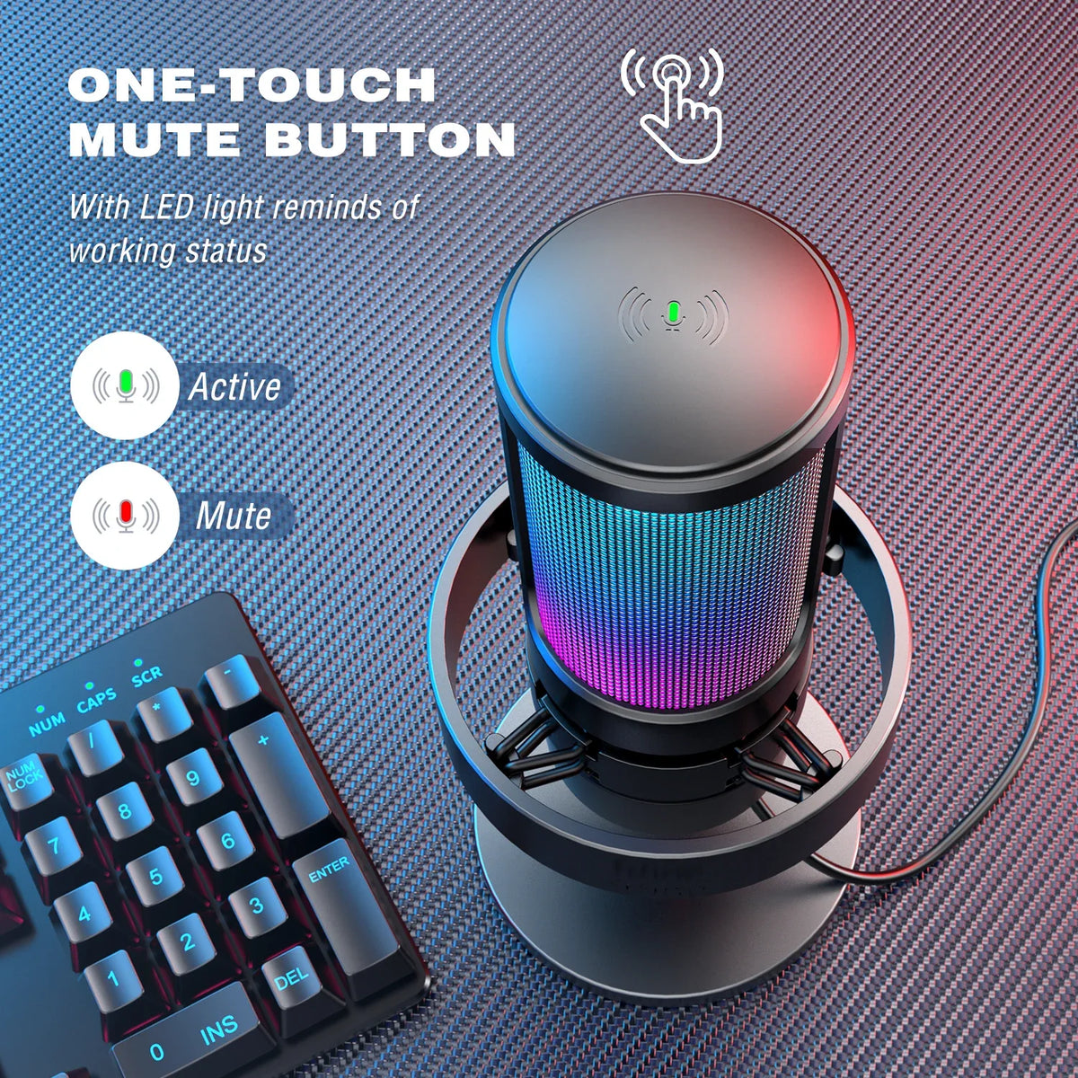 FIFINE USB Microphone for Recording and Streaming on PC and Mac,Headphone Output and Touch-Mute Button,Mic with 3 RGB Modes -A8 by FLIPSTYLEZLLC