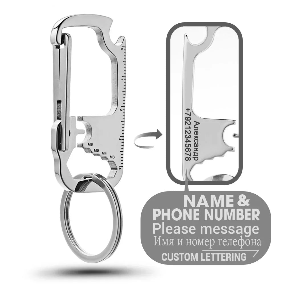 Stainless Steel Personalized Keychains Multifunctional Custom Lettering Keyrings Wrench Tool Bottle Opener Key Chain Ring K421 by FLIPSTYLEZLLC