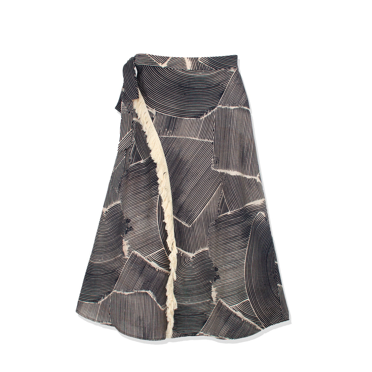 FAUX WRAP FRINGE SKIRT by profile-nyc