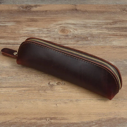 Vintage Leather Pencil Bag Simple Stationery Hoder Pen Case Storage by AliExpress