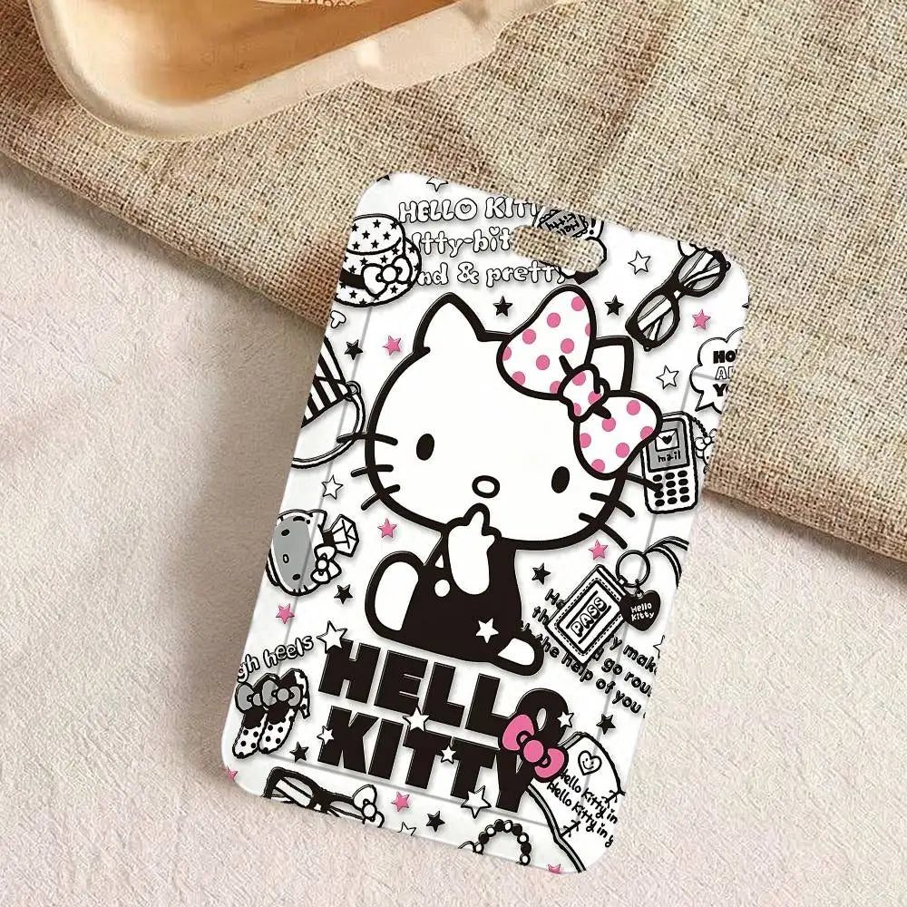 Cute Cat H-Hello K-Kitty NFC Contactless Sliding Card Sleeve For Student Cards, Bus Cards, ID Cards, And Work Permits by FLIPSTYLEZLLC