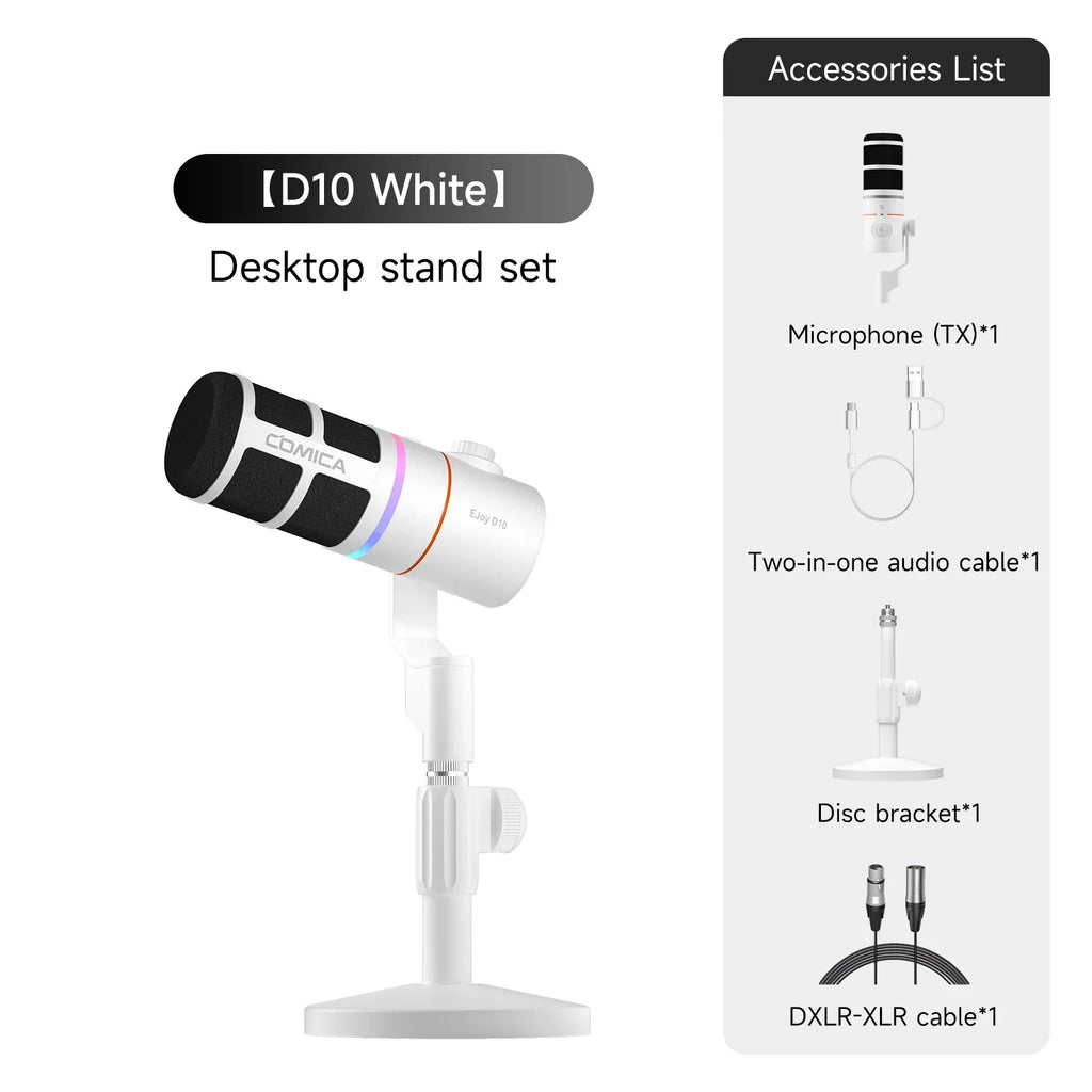 COMICA D10/D10 PRO RGB Cardioid USB/XLR Dynamic Desktop Gaming Mic Wired/Wireless Microphone for Streaming Interview Podcast by FLIPSTYLEZLLC