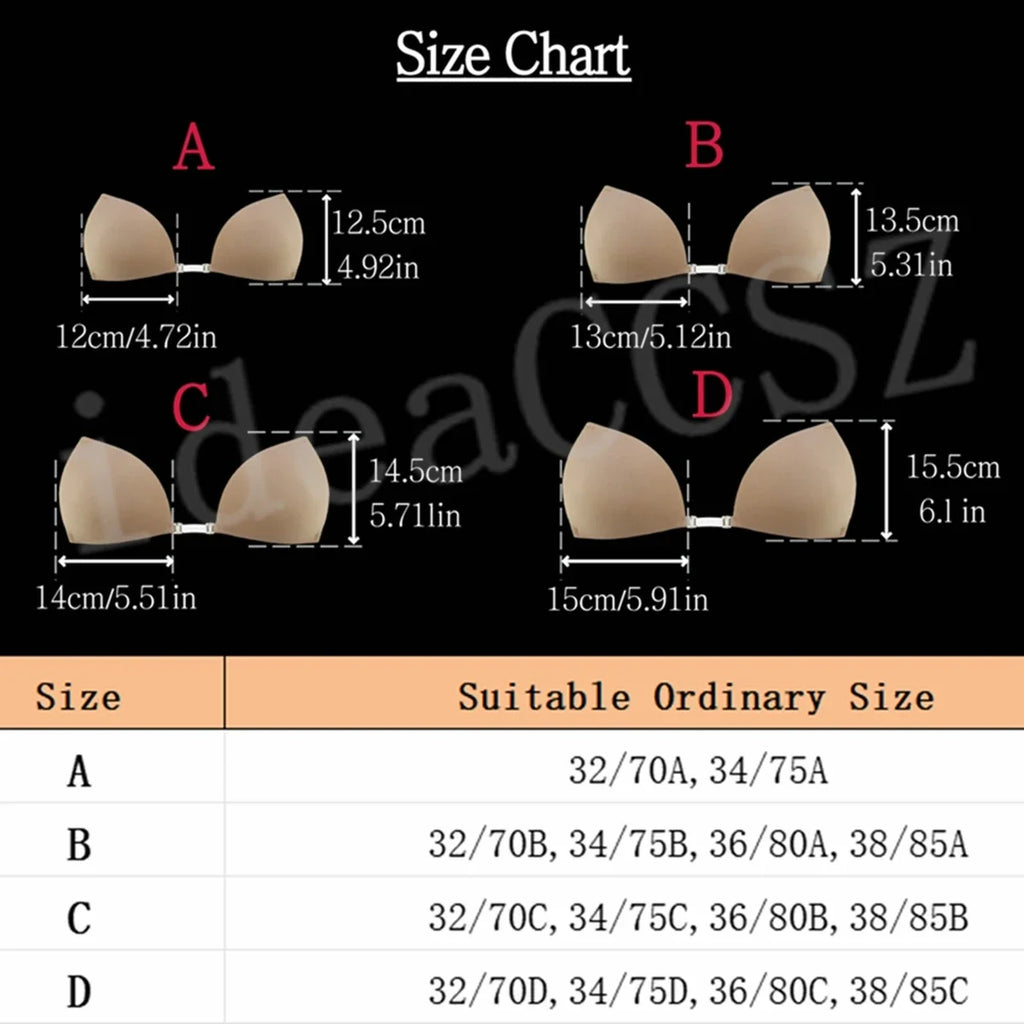 Sticky Bra for Women Backless Wedding Dress Silicone Plunge Deep U Neck Adhesive Bras Lift Boob Invisible Underwear Nipple Cover by Urban Fashion Icon