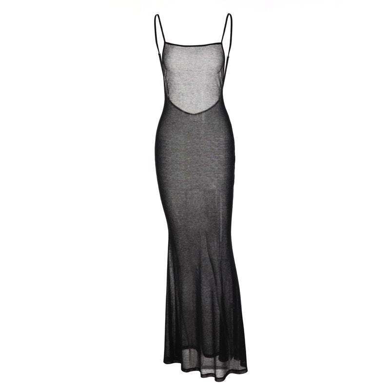 Spaghetti Strap Square Collar Sleeveless Maxi Dress Skinny by nowadaysfashion
