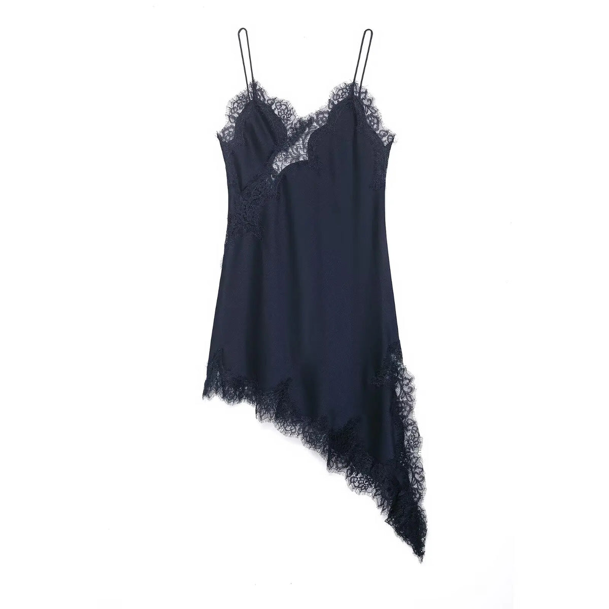 Satin Sexy Lace Spliced Short Sling Dress Women Sleeveless Backless Asymmetric Sexy Party Dresses 2026 Summer Lady Dress by Urban Fashion Icon