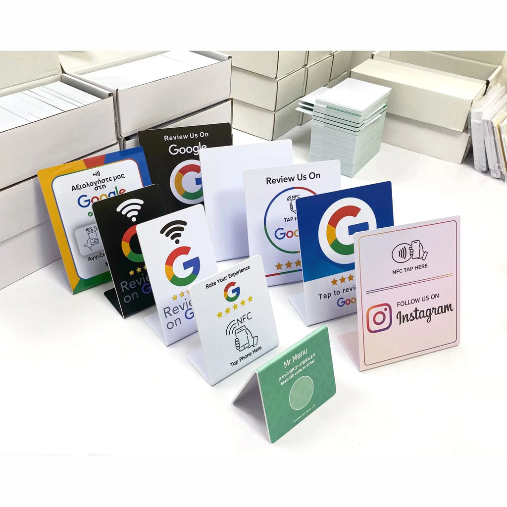 5YOA Google Review Card NFC station 13.56Mhz programmable table NFC Google Reviews display bending card standing brand bracket by FLIPSTYLEZLLC
