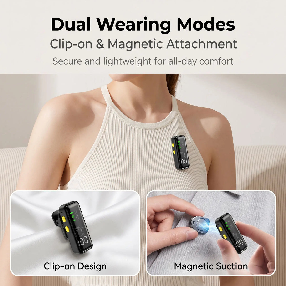 Wireless Lavalier Microphone, AI Noise‑Reduction Lapel Mic With Charging Case, Plug‑and‑Play for iPhone Android Vlog Live Stream by FLIPSTYLEZLLC