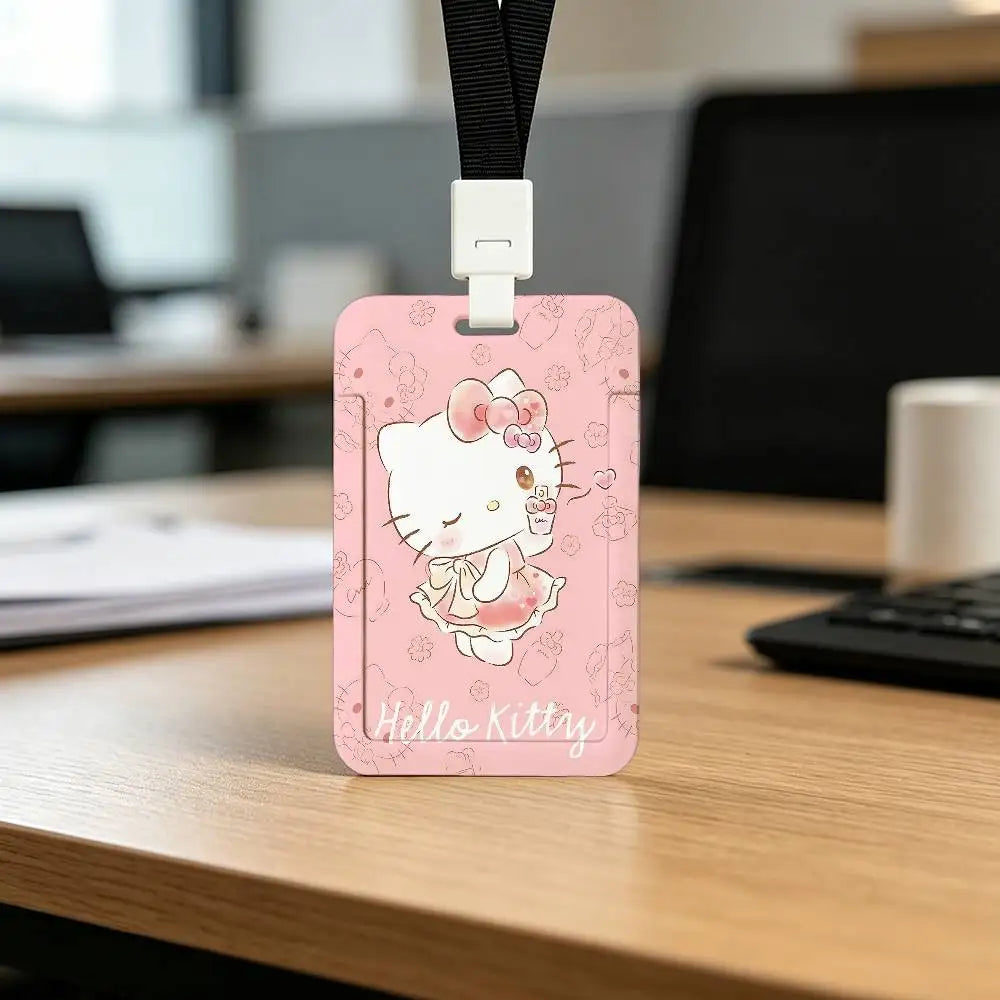 Cute Cat H-Hello K-Kitty NFC Contactless Sliding Card Sleeve For Student Cards, Bus Cards, ID Cards, And Work Permits by FLIPSTYLEZLLC