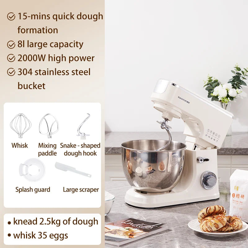 SUNATUR 8L Stand Mixer Machine 2000W Electric Kitchen Blender Household Auto Dough Kneading Egg Beating Cream All-in-One Mixer by FLIPSTYLEZLLC