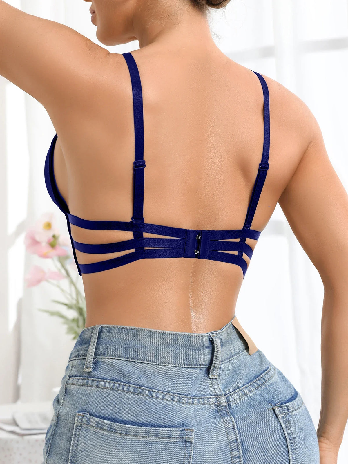 Fashionable Solid Color Women Bra Minimalist Deep V Push up Bra Comfortable and Sexy Underwire Lingerie Underwear by Ladyez