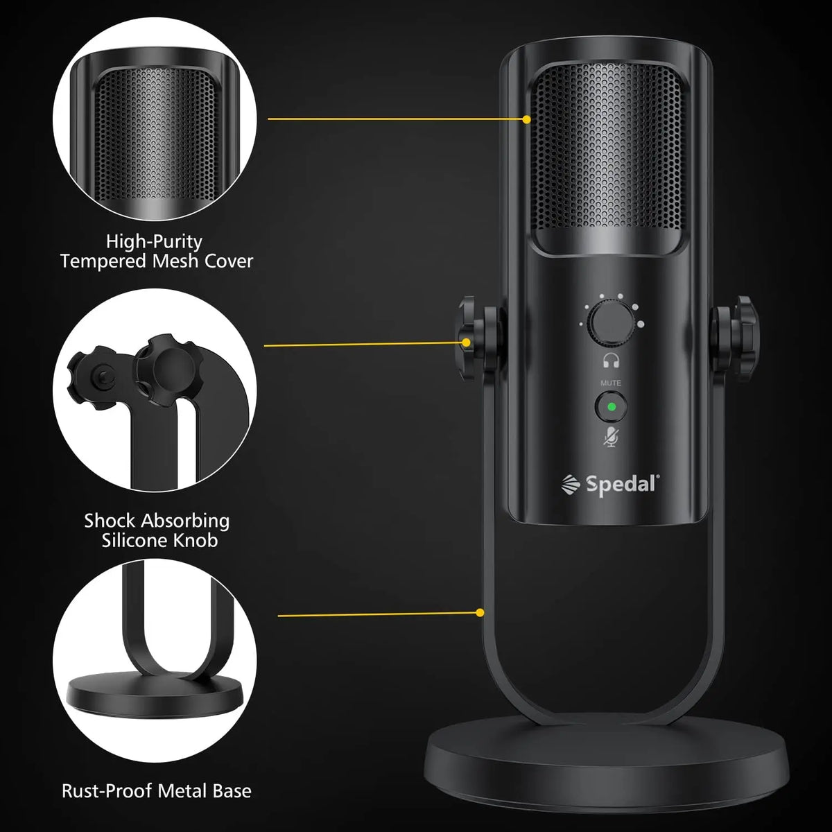 USB Microphone for PC Mac Gaming Recording Stream Podcast, Computer Condenser Mic with Phone Adapter Headphone Output by FLIPSTYLEZLLC