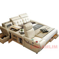 Ultimate Tech Smart Genuine Leather Bed with Massage Chair, Speaker, Air Purifier & USB – Luxury Multifunctional Platform Bed by FLIPSTYLEZLLC