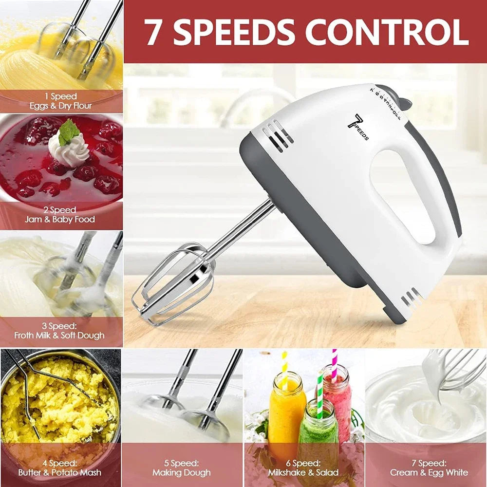 Multifunctional 7 Speed 100W Electric Handheld Mixer Egg Beater Automatic Cream Food Cake Baking Dough Mixer Food Blender Mixer by FLIPSTYLEZLLC