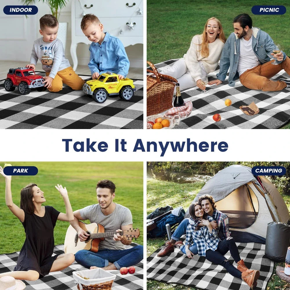New 80"x 80"Picnic Blanket Extra Large Waterproof and Foldable Beach MatOutdoor for 8 Adults Camping Park Beach Grass Indoors by FLIPSTYLEZLLC
