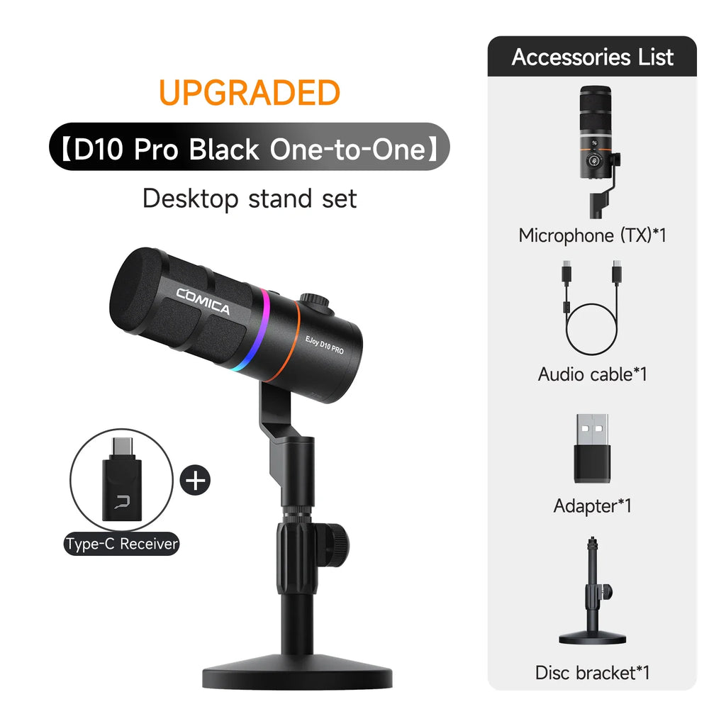 COMICA D10/D10 PRO RGB Cardioid USB/XLR Dynamic Desktop Gaming Mic Wired/Wireless Microphone for Streaming Interview Podcast by FLIPSTYLEZLLC