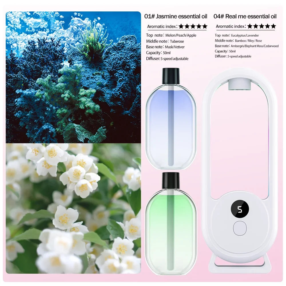 Rechargeable portable aroma diffuser Essential Oil Aromatherapy machine Timed air freshener to remove odors 5 modes timed spray by FLIPSTYLEZLLC