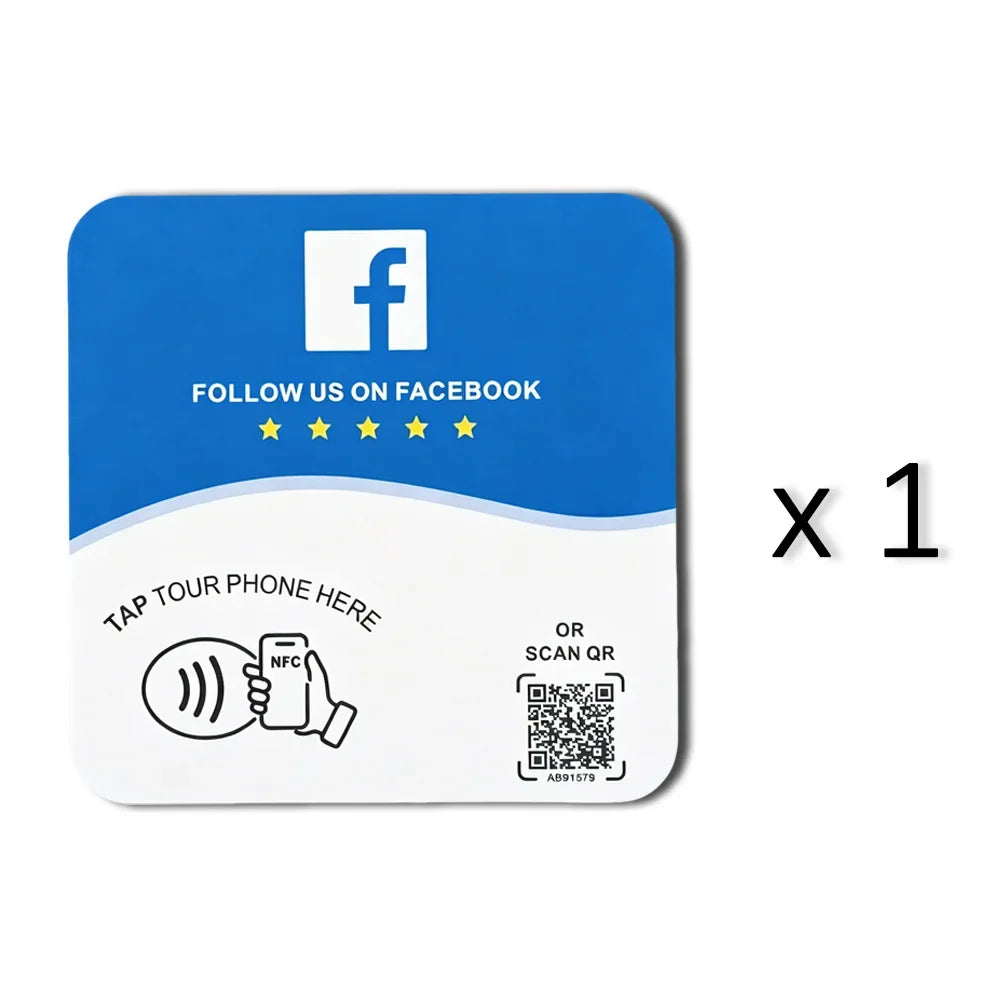 NTAG215 Programmable NFC Standing Card Editable 13.56MHz QR Code Google Review Square Table Display Card for Business by FLIPSTYLEZLLC