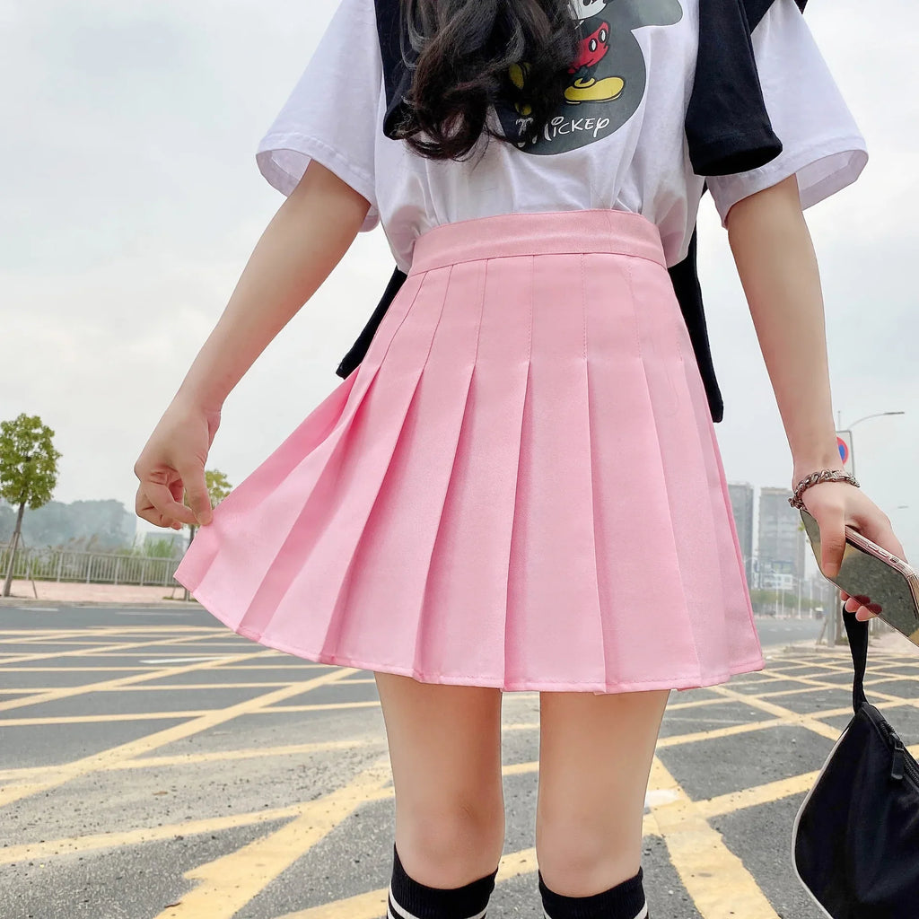 Pleated Mini Skirt with Shorts Women's High Waist A-Line Skater Skort White Black Pink Sporty School Uniform New Fashion HotSale by Urban Fashion Icon