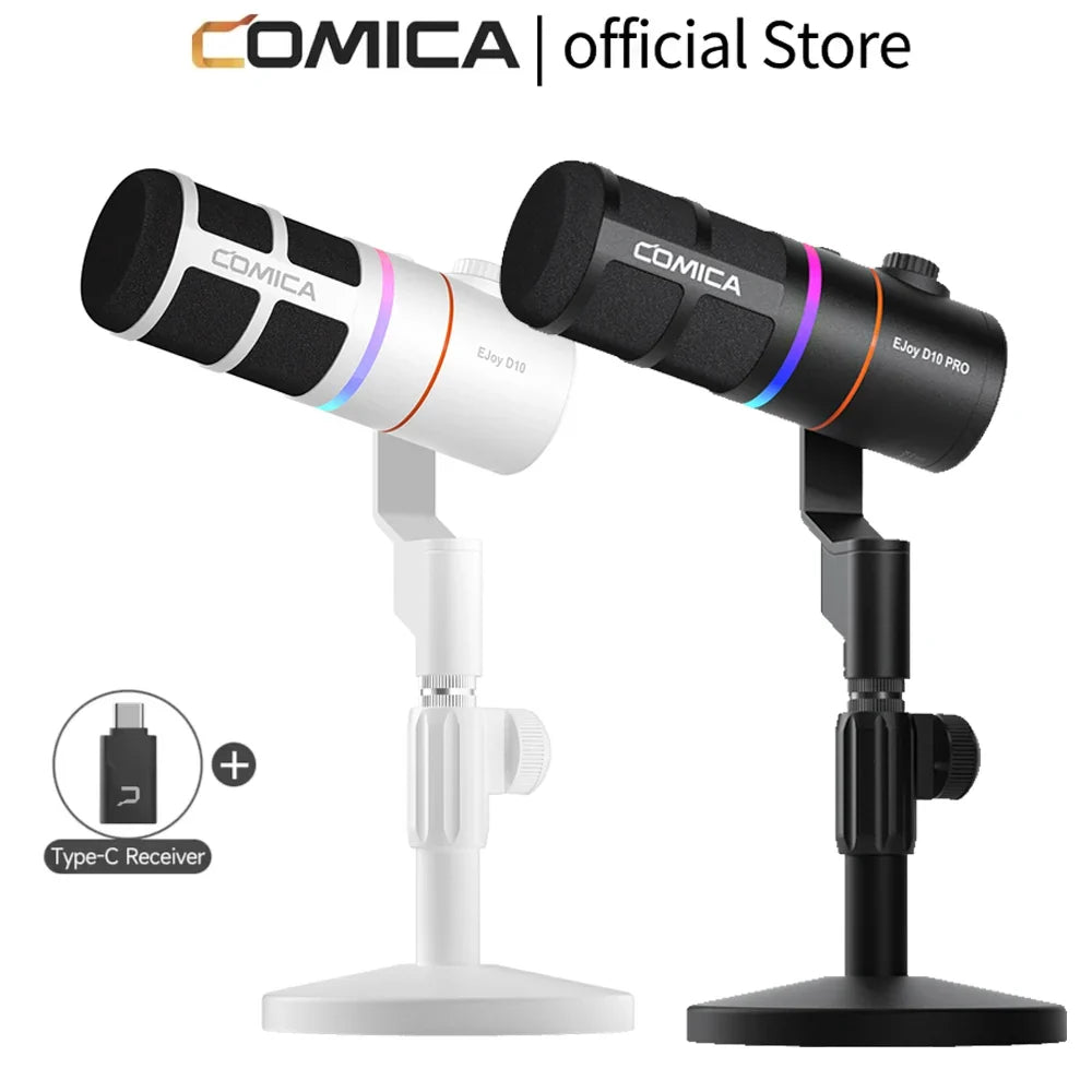 COMICA D10/D10 PRO RGB Cardioid USB/XLR Dynamic Desktop Gaming Mic Wired/Wireless Microphone for Streaming Interview Podcast by FLIPSTYLEZLLC