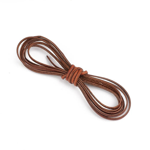 2m Vintage Cowhide Leather Cord Strip Round/Flat Rope String DIY by AliExpress