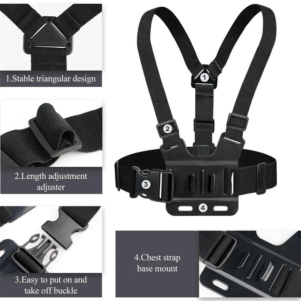 Camera Phone Chest Mount Laptop Harness Phone Holder Strap Clip POV Holder for iPhone 17 16 Android Gopro 12 Camera Smartphone Photography Kits by FLIPSTYLEZLLC