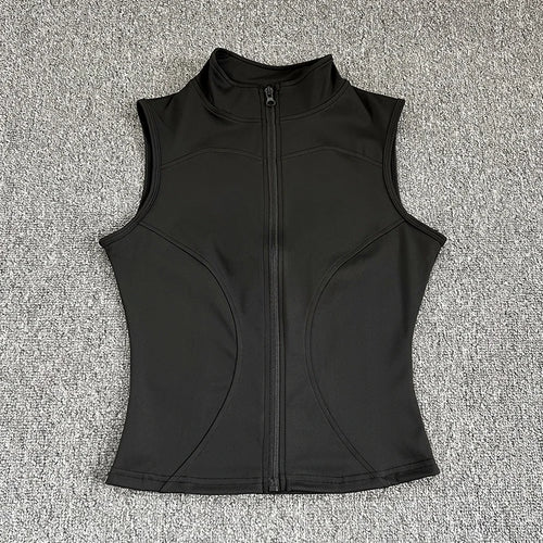 Women's Slim Fit Sport Sleeveless Top Quick Dry Elastic Stand Collar by AliExpress