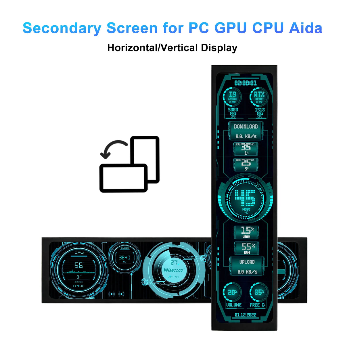 11.3/7.84/8.8 Inch Portable Monitor Long Stretched Strip Display by FLIPSTYLEZLLC