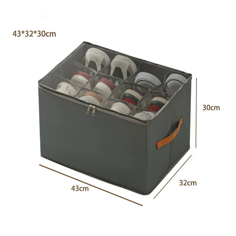 Shoe Organizer for Closet Foldable Shoe Storage Containers with Clear Cover Fits up to 16-32 Pairs with Adjustabele Dividers by FLIPSTYLEZLLC