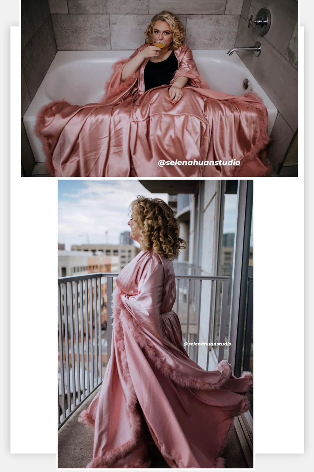 Luxury Satin Feather Bridal Robe | Victorian Style Wedding & Photoshoot Robe by SelenaHuanStudio