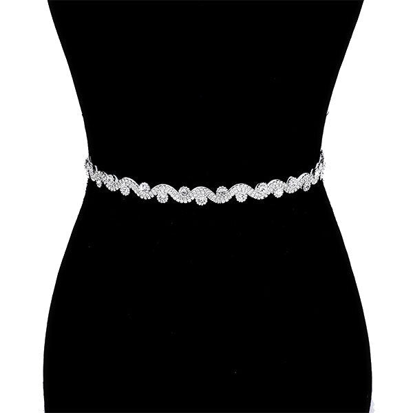 Rhinestone Sash Ribbon Bridal Wedding Belt Headband Tie by Madeline Love