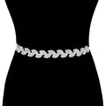 Rhinestone Leaf Sash Ribbon Bridal Wedding Belt Headband Tie by Madeline Love