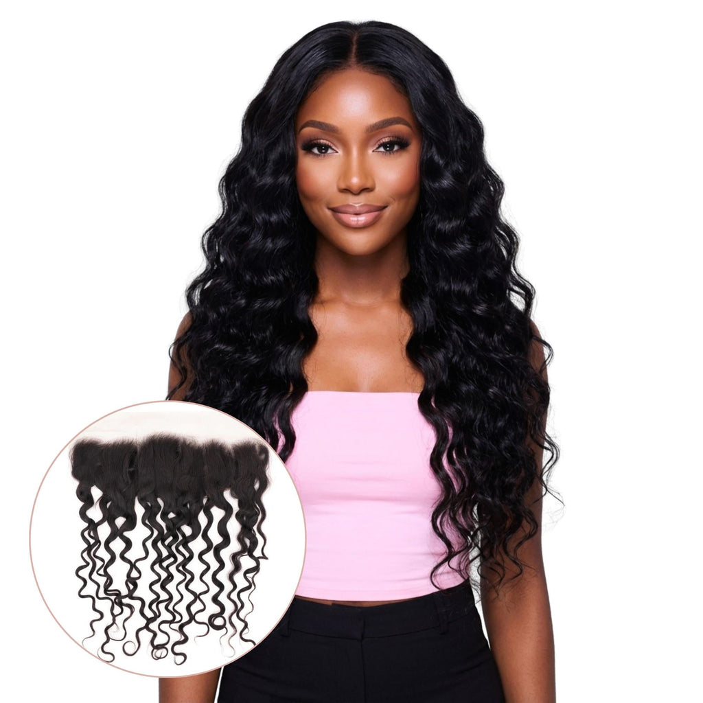 Spanish Wave 13x4 Transparent Lace Human Hair Frontal by Private Label