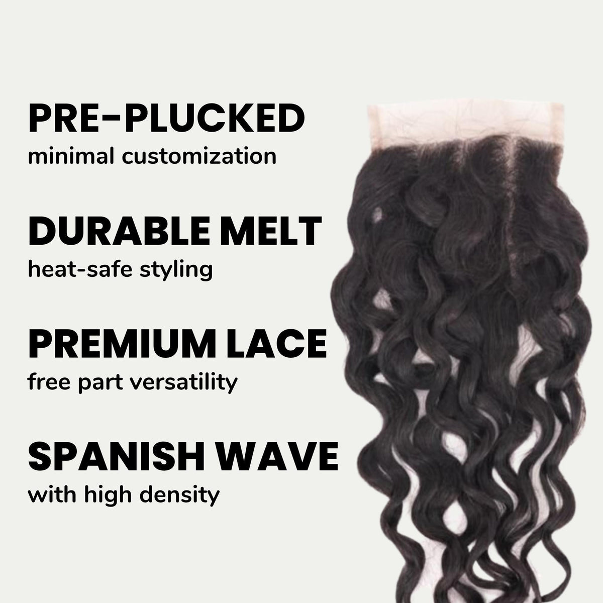 Spanish Wave 4x4 Transparent Lace Human Hair Closure by Private Label