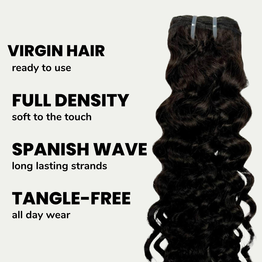 Spanish Wave 100% Human Hair Bundles by Private Label