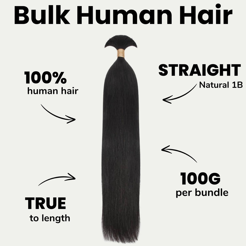 Straight Bulk 100% Human Braiding Hair by Private Label