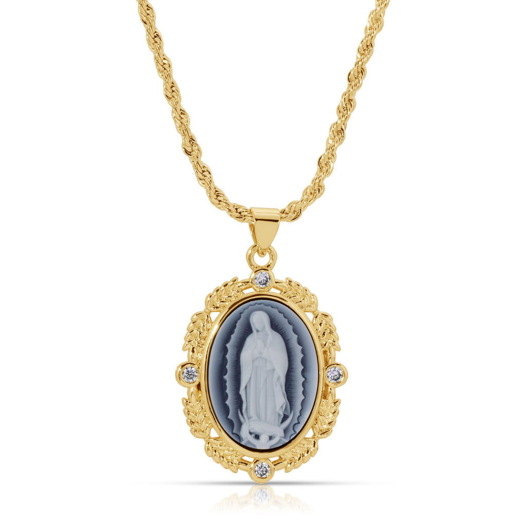 French Blue Cameo Mary Necklace by Joy Dravecky