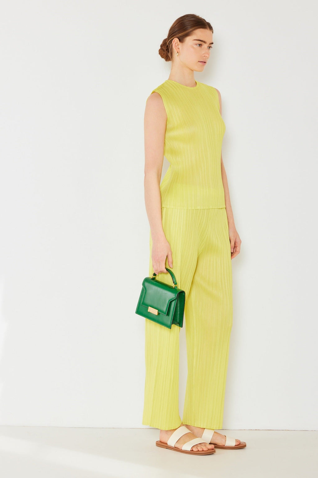 Pleated sleeveless tank top - T01SL_Lime by MARINA WEST SWIM