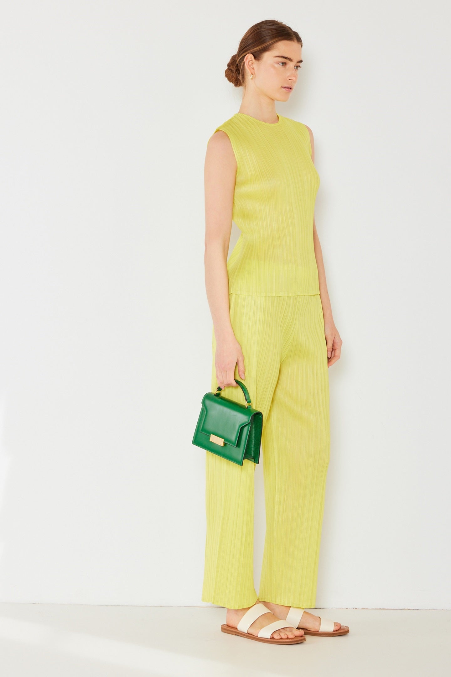 Pleated sleeveless tank top - T01SL_Lime by MARINA WEST SWIM