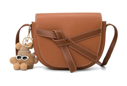 Fashion Color-Block Leather Saddle Bag for Women by Trendy Attic Store01