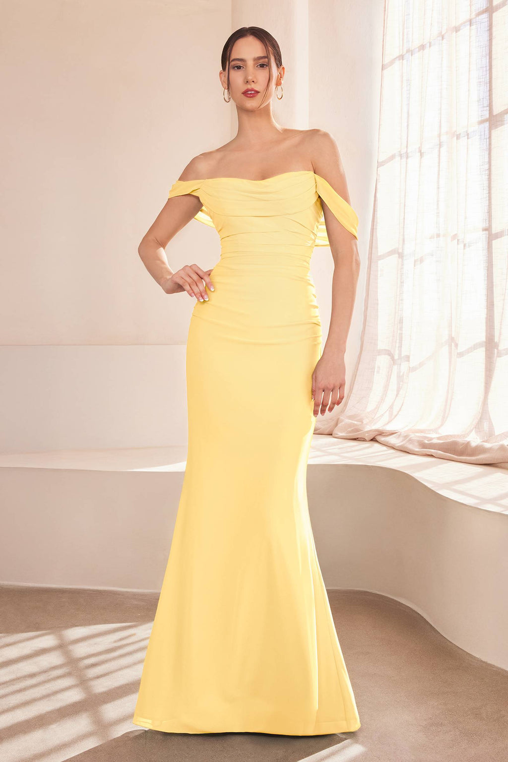 Ladivine Amoris T705 Off Shoulder Fitted Bridesmaid Gown by DiscountDressShop