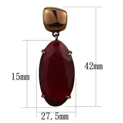 TK2818 IP Coffee Light Stainless Steel Earrings – Siam Glass Drop by Femstylo