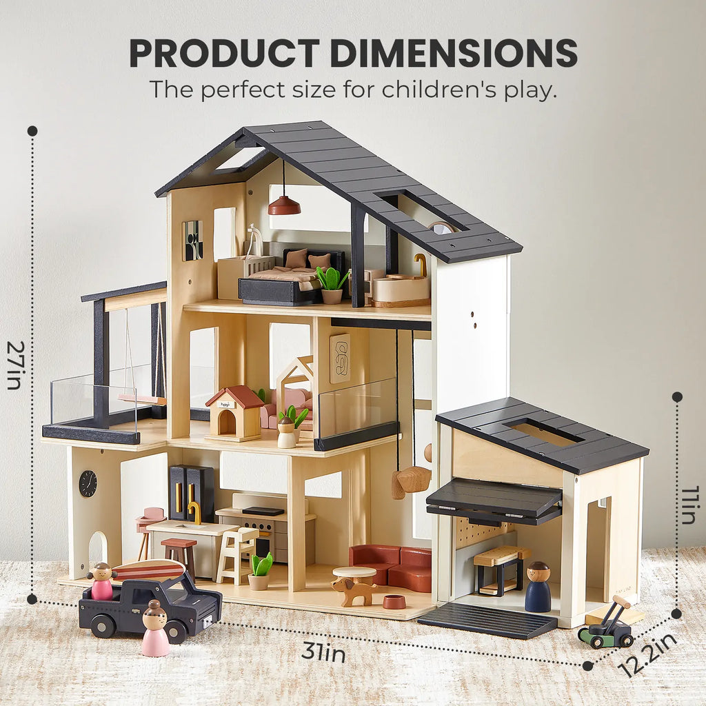 Tiny Land® Sweetwood Edge Dollhouse & Wooden Dollhouse Garage by Tiny Land INC