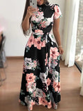 Women's Floral Print Short Sleeve Dress by Trendy Attic Store01
