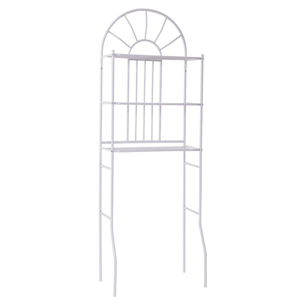 Over Toilet Bathroom Space Saving Storage Shelving Unit in White Metal Finish by HomePacific