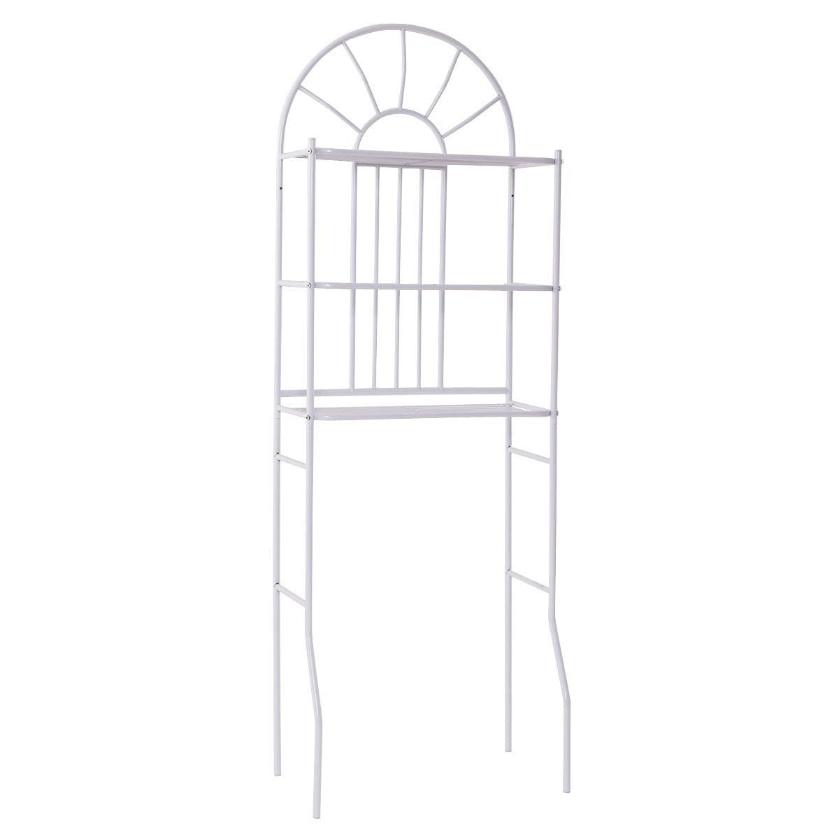 Over Toilet Bathroom Space Saving Storage Shelving Unit in White Metal Finish by HomePacific