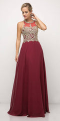 Cinderella Divine UJ0120 A-Line Chiffon Dress Halter Lace Applique Bodice by DiscountDressShop