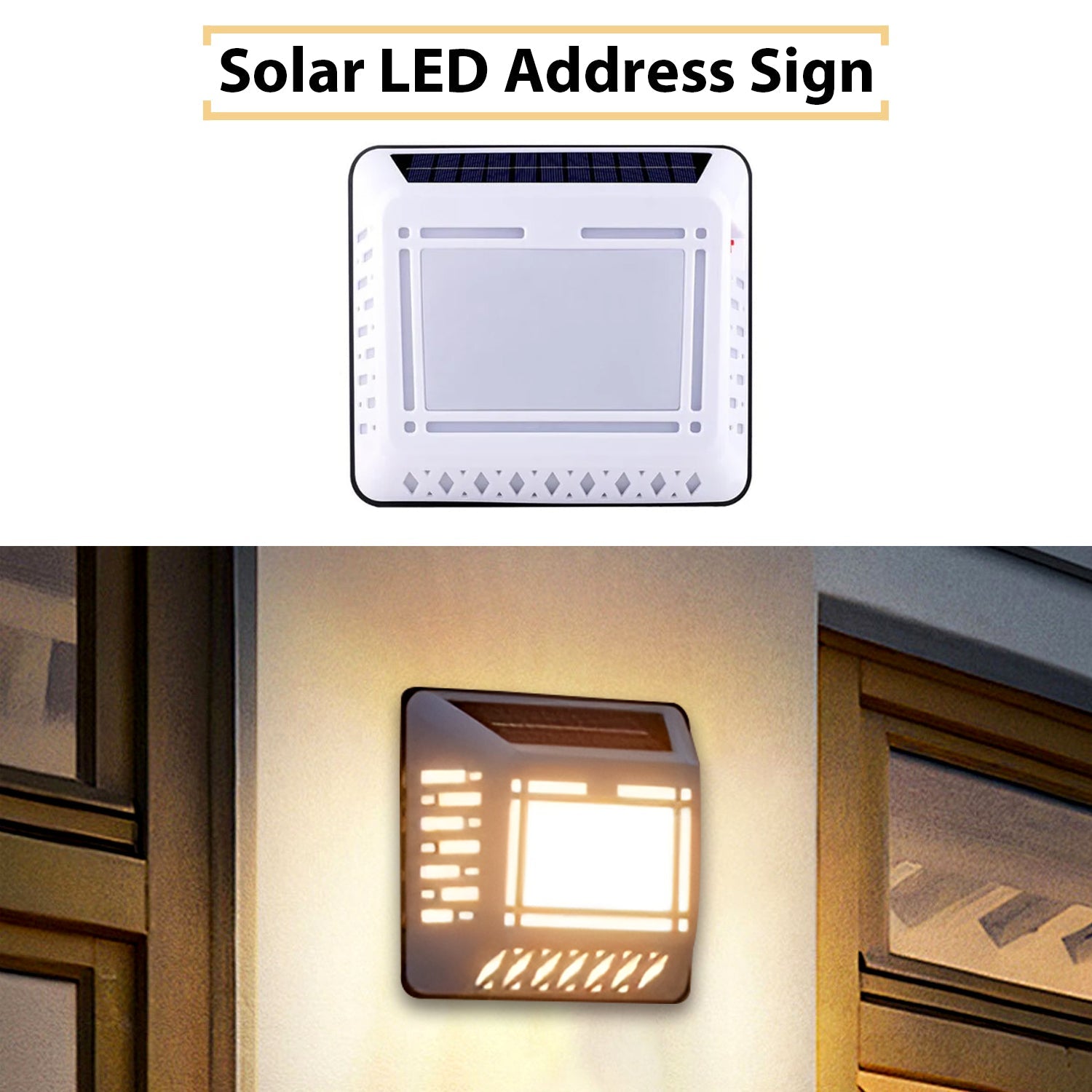 Solar LED Address Sign – Waterproof House Number Plaque, Customizable Numbers & Letters, Auto Dusk-to-Dawn Light, 8.1 x 6.9 Inches by Infinite Basics