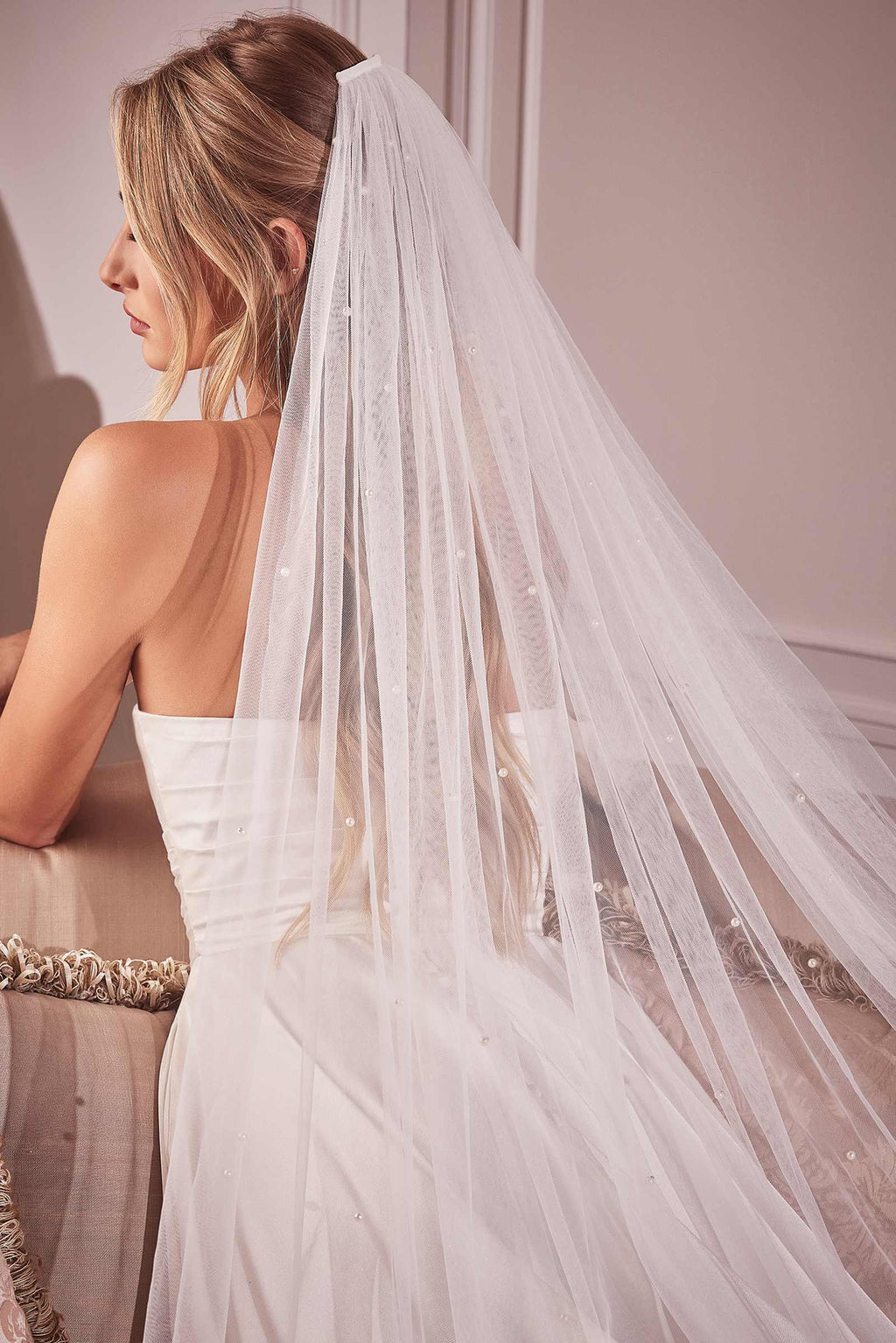 Pearl Drops Chapel Veil by DiscountDressShop