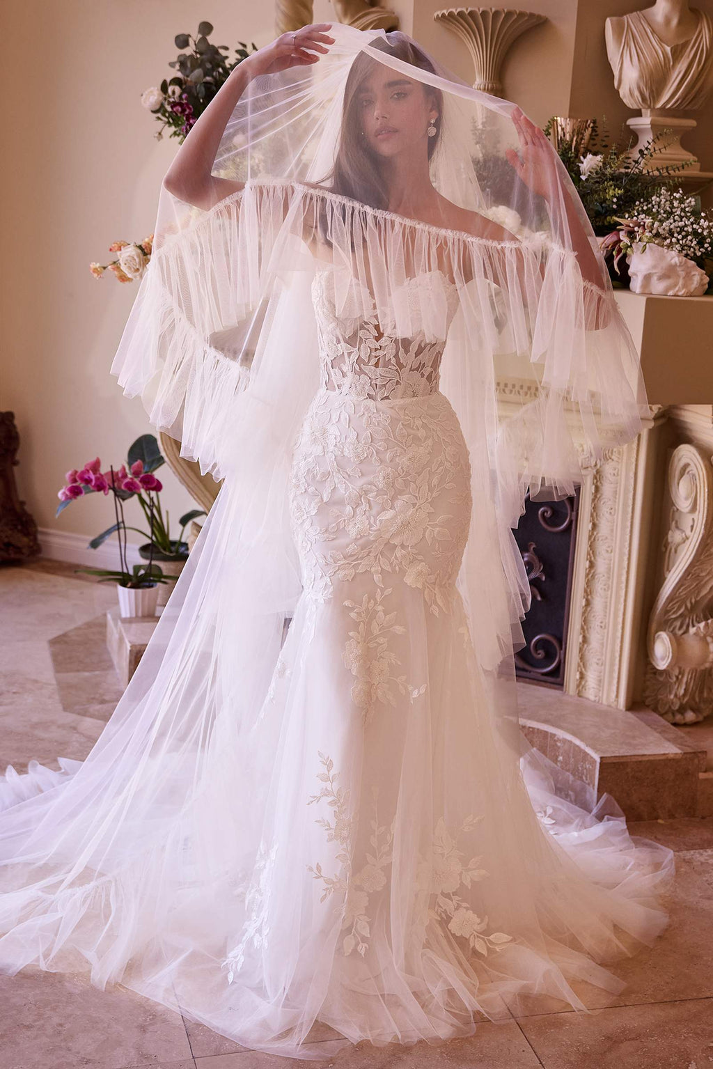 Couture Ruffle Edge 2-Tier Veil by DiscountDressShop