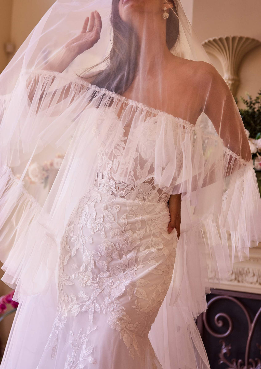 Couture Ruffle Edge 2-Tier Veil by DiscountDressShop